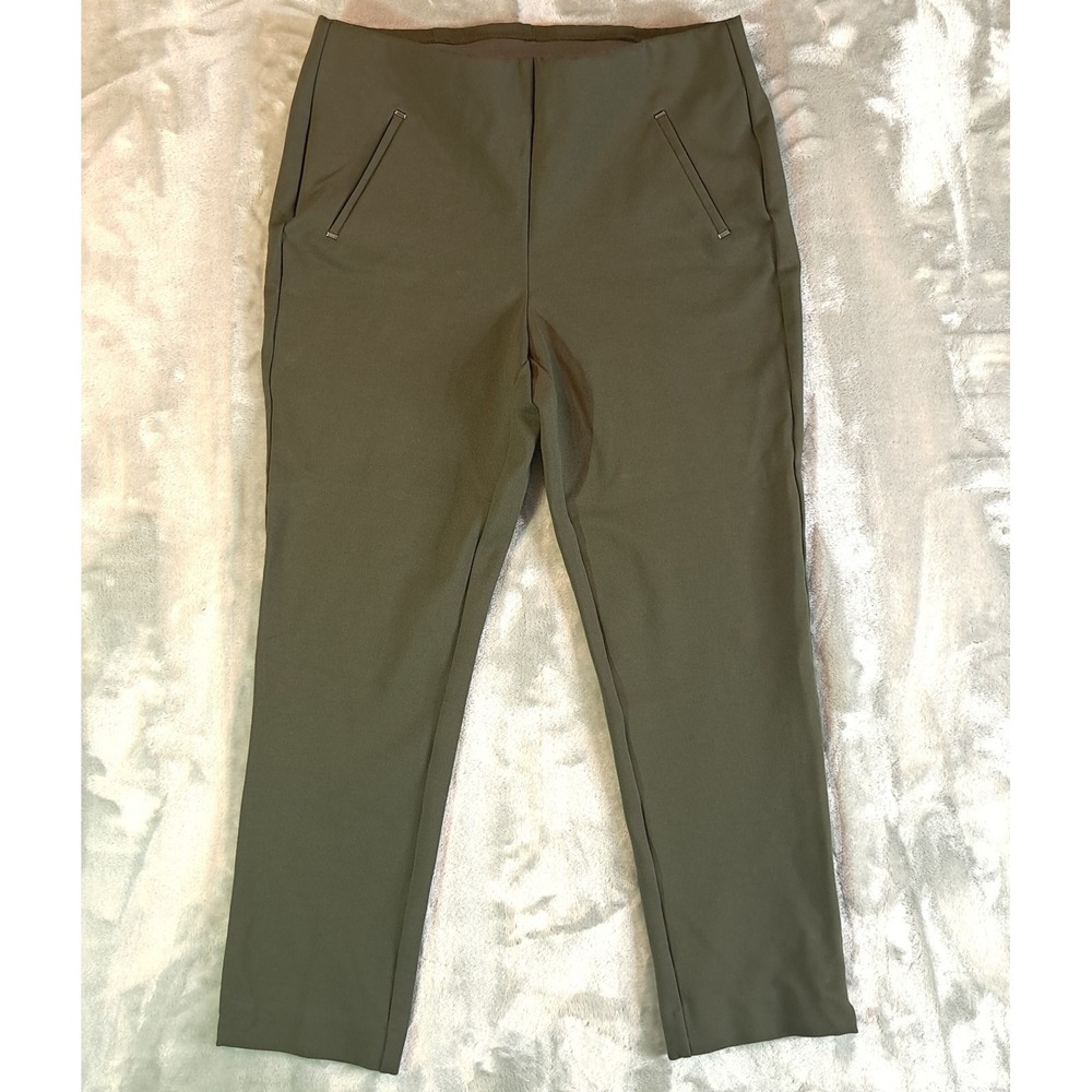 Chico's Juliet Ankle Pants Womens 1.5 US 10 Olive Green Stretch Pull On Slacks